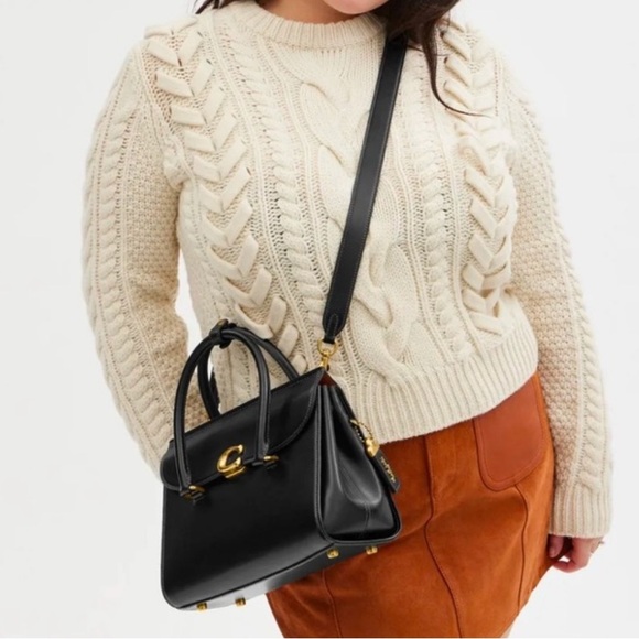 coach Broome Carryall Black Leather Handbag - Picture 7 of 11